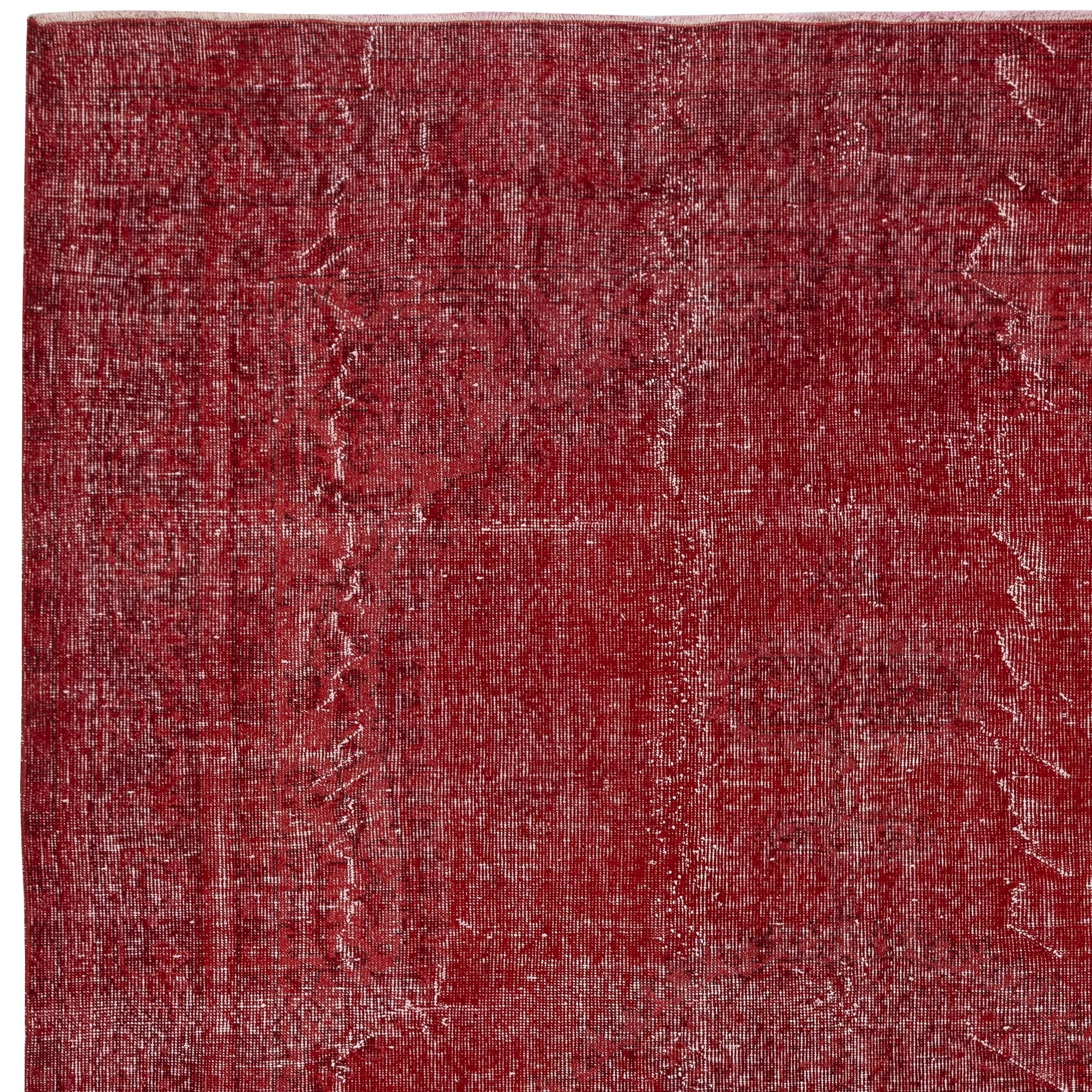 7x10.5 Ft Vintage Roter Wollteppich. Handgefertigter türkischer Teppich für A-Spaces (Handgeknüpft) im Angebot