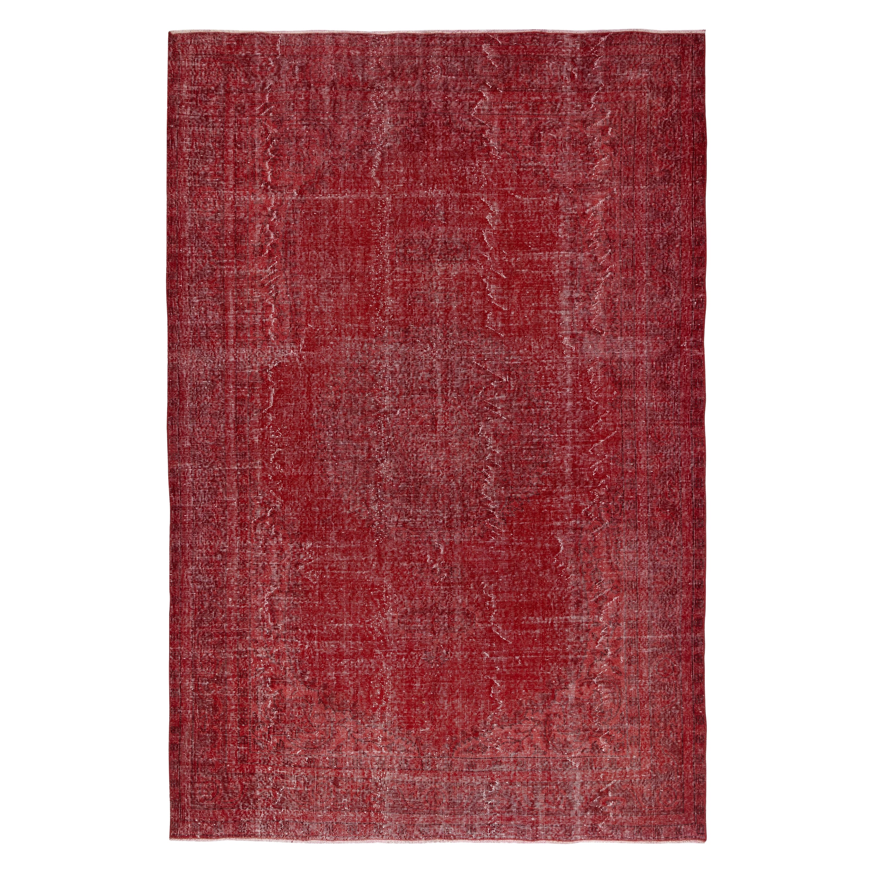 7x10.5 Ft Vintage Roter Wollteppich. Handgefertigter türkischer Teppich für A-Spaces