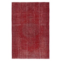 7x10.5 Ft Vintage Roter Wollteppich. Handgefertigter türkischer Teppich für A-Spaces