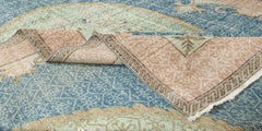 7x10.6 Ft Handmade Turkish Area Rug, Vintage Floral Wool Carpet with Soft Colors