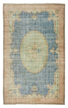 7x10.6 Ft Handgefertigter türkischer Teppich, Vintage-Teppich aus geblümter Wolle mit weichen Farben