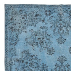 7x10.6 Ft Light Blue Modern Area Rug, Handmade Turkish Wool Living Room Carpet