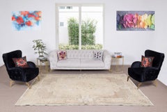 7x10.6 Ft Handmade Vintage Antique Washed Oushak Area Rug for Living Room Decor