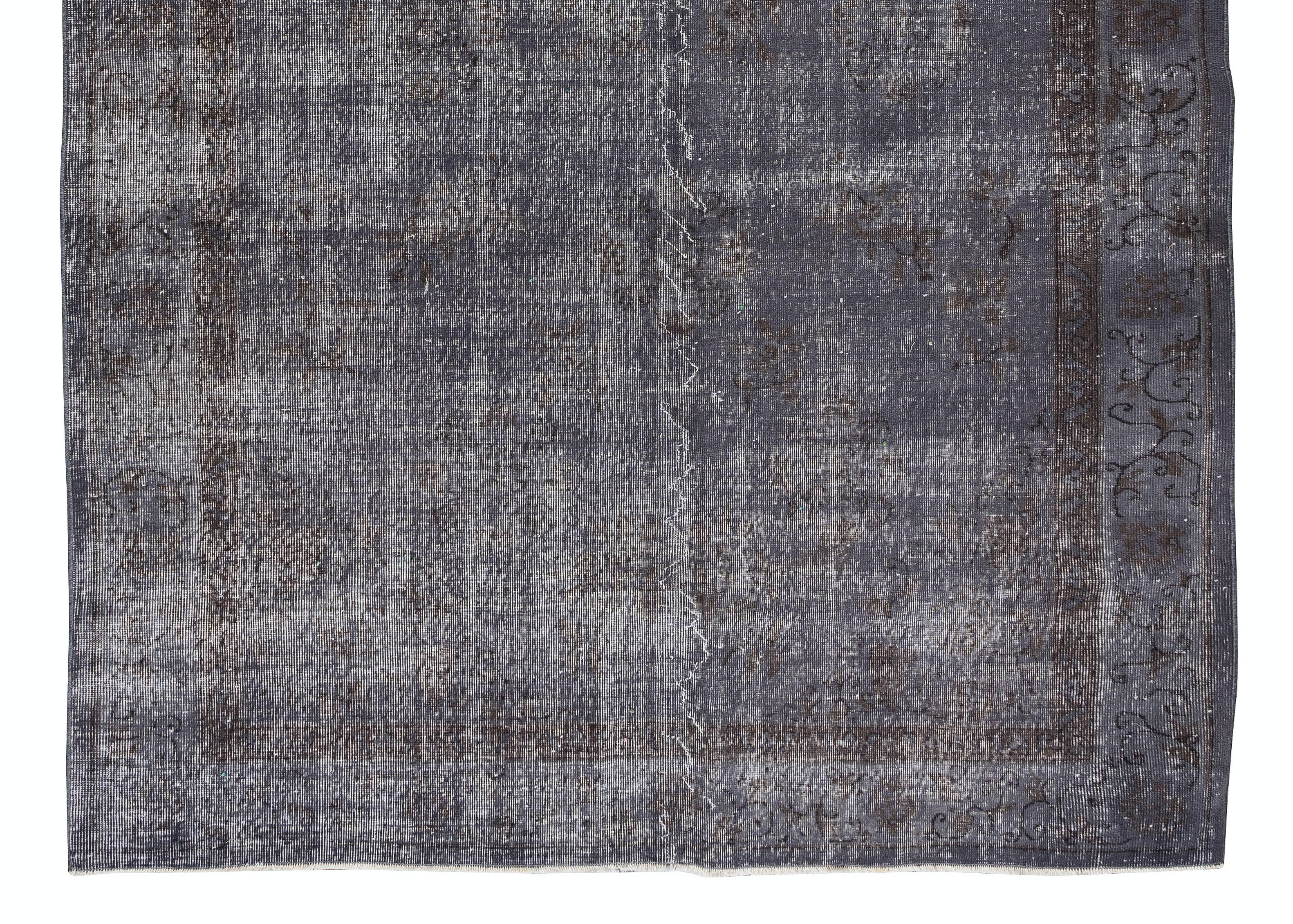 20th Century Modern Gray Rug, Woolen Floor Covering, Handmade 1960s Turkish Carpet For Sale