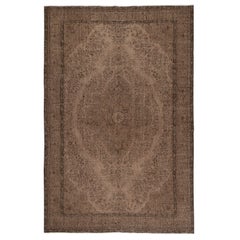 7x10.7 Ft Vintage Handmade Rug. Tapis turc marron pour la maison et le bureau modernes