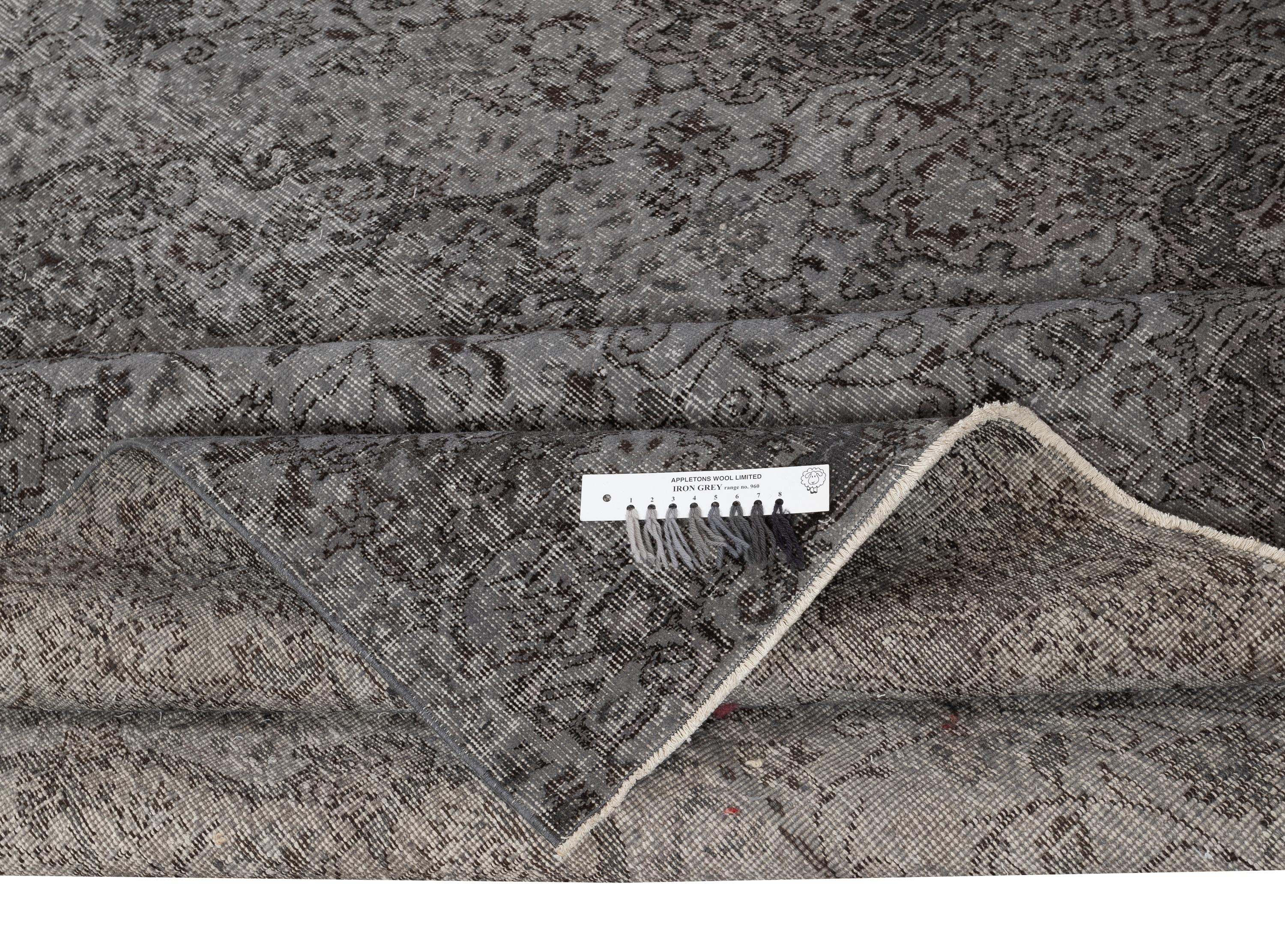 7x10.8 Ft Handgefertigter Türkischer Wollteppich. Vintage Overdyed Gray Teppich für modernes Zuhause (Moderne) im Angebot