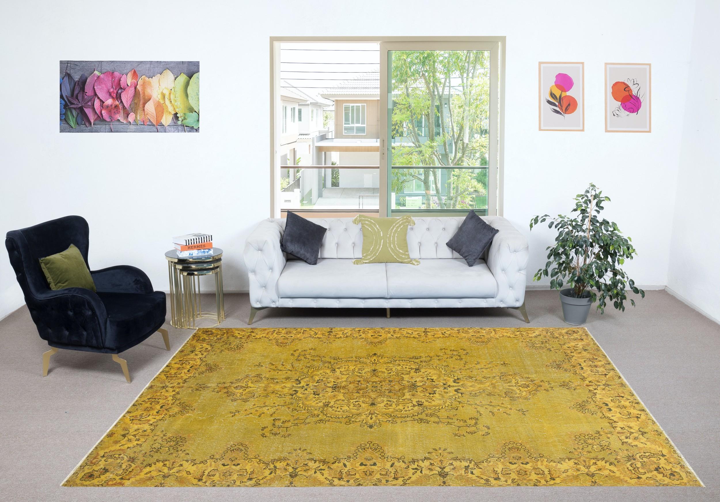 Our over-dyed rugs are all hand-knotted vintage pieces that are recreated in our workshop to cater to a wider range of interior design choices from modern to coastal, from industrial to rustic/cottage. These 50 to 70 year-old rugs were hand-knotted