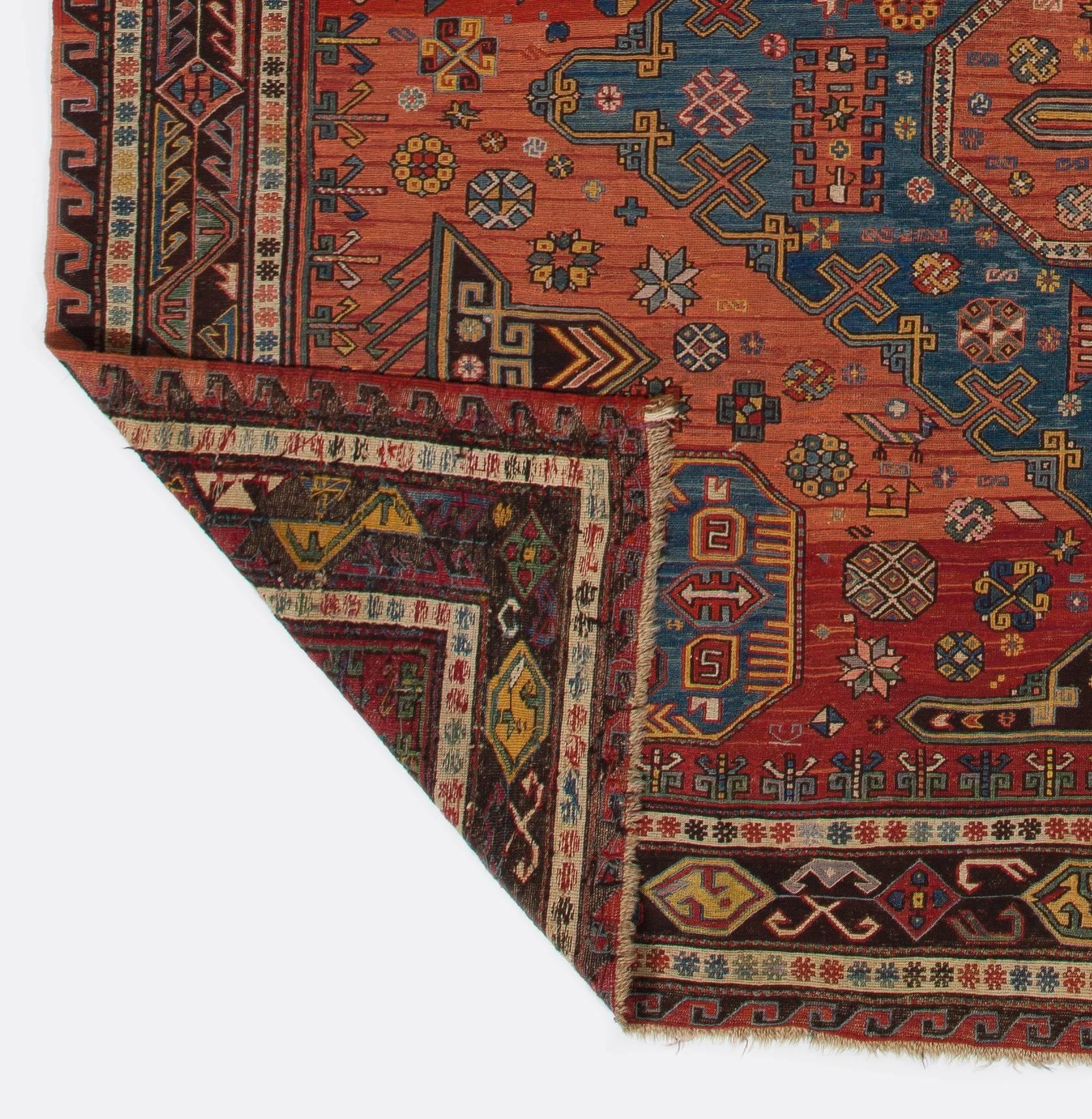 Soumak (also spelled Soumakh, Sumak, Sumac, or Soumac) is a tapestry technique of weaving strong and decorative textiles used as rugs and domestic bags. Soumak is a type of flat-weave, somewhat resembling but stronger and thicker than Kilim, with a