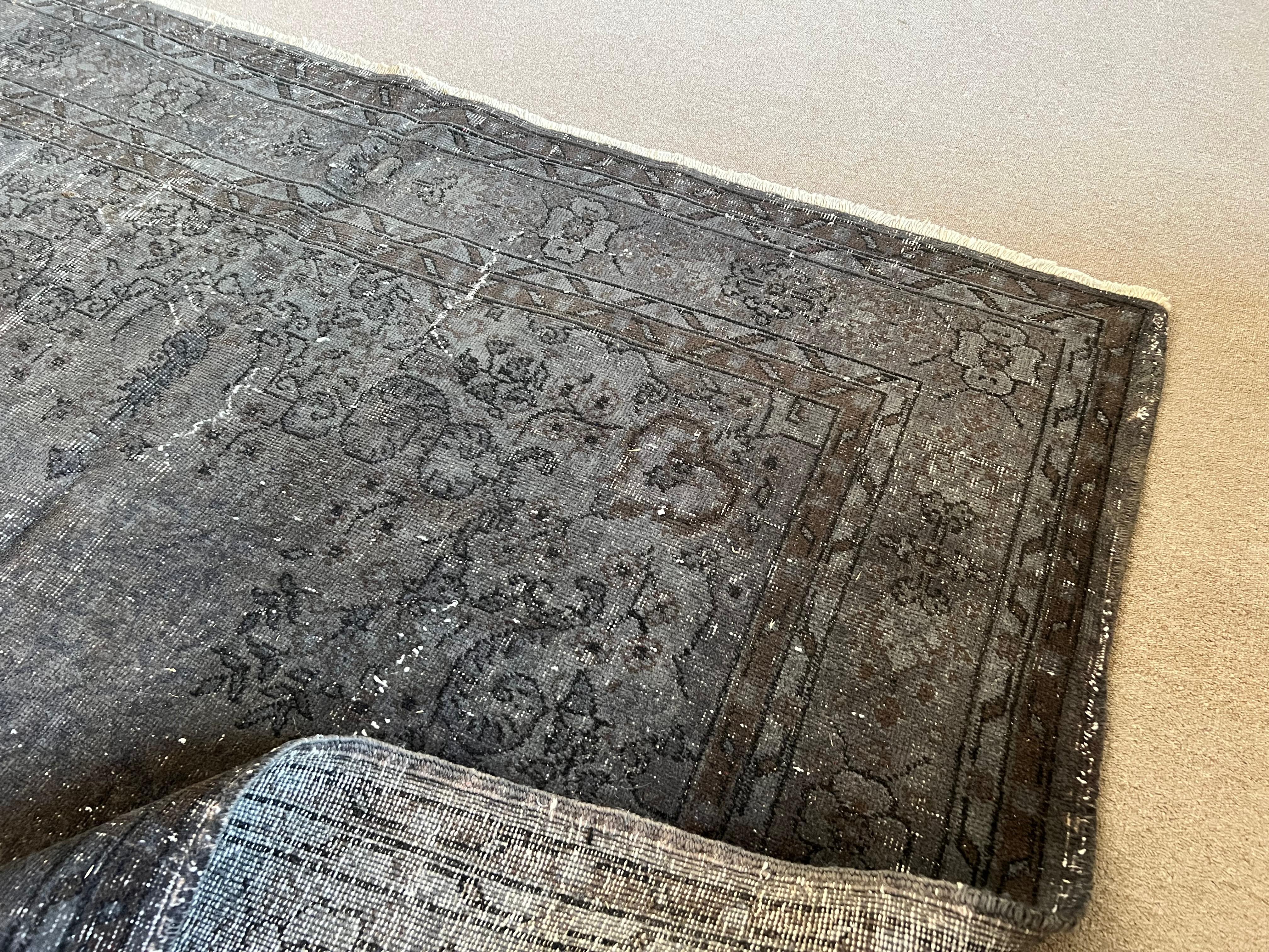 XX secolo Tappeto di lana turca 7x11 Ft fatto a mano in grigio e marrone. Tappeto moderno riciclato in vendita