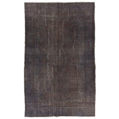 Tappeto di lana turca 7x11 Ft fatto a mano in grigio e marrone. Tappeto moderno riciclato