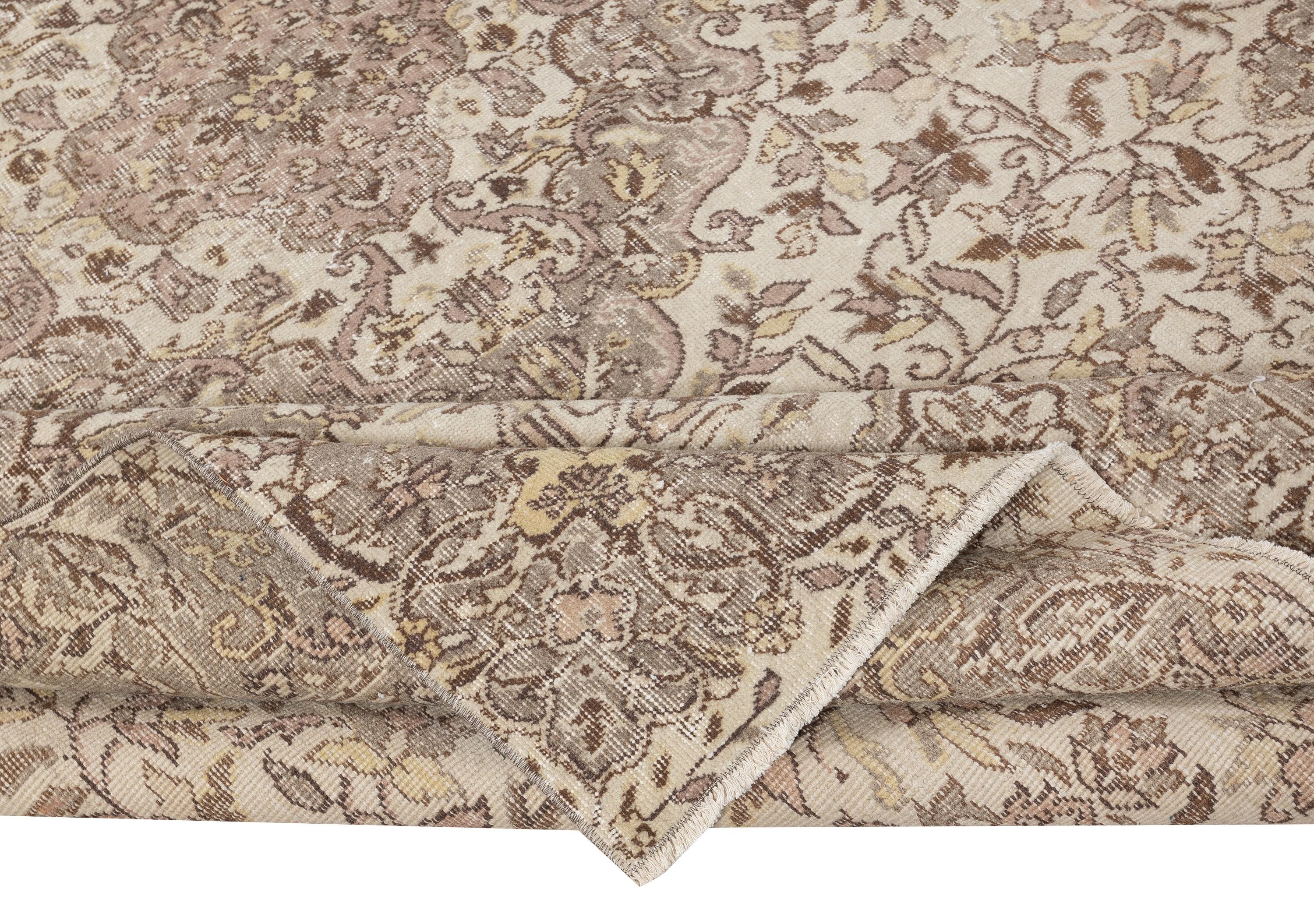 7x11 Ft Handmade Vintage Türkisch Beige Area Rug. Teppich aus natürlicher Wolle und Baumwolle (Land) im Angebot