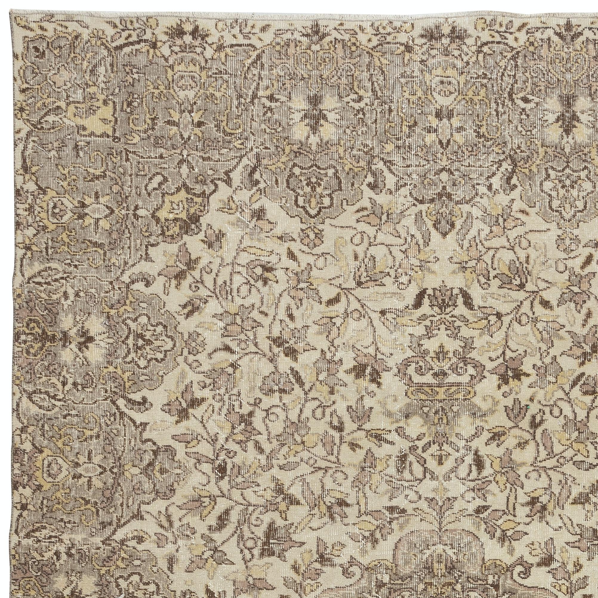 7x11 Ft Handmade Vintage Türkisch Beige Area Rug. Teppich aus natürlicher Wolle und Baumwolle im Zustand „Gut“ im Angebot in Spring Valley, NY