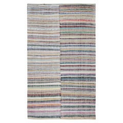 7x11 ft Turkish Handwoven Kilim, Vintage Cotton Rag Rug, Colorful Striped Carpet