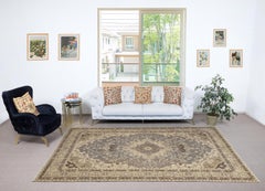 7x11 Ft Vintage Hand-knotted Turkish Wool Rug for Country Farmhouse Decoration