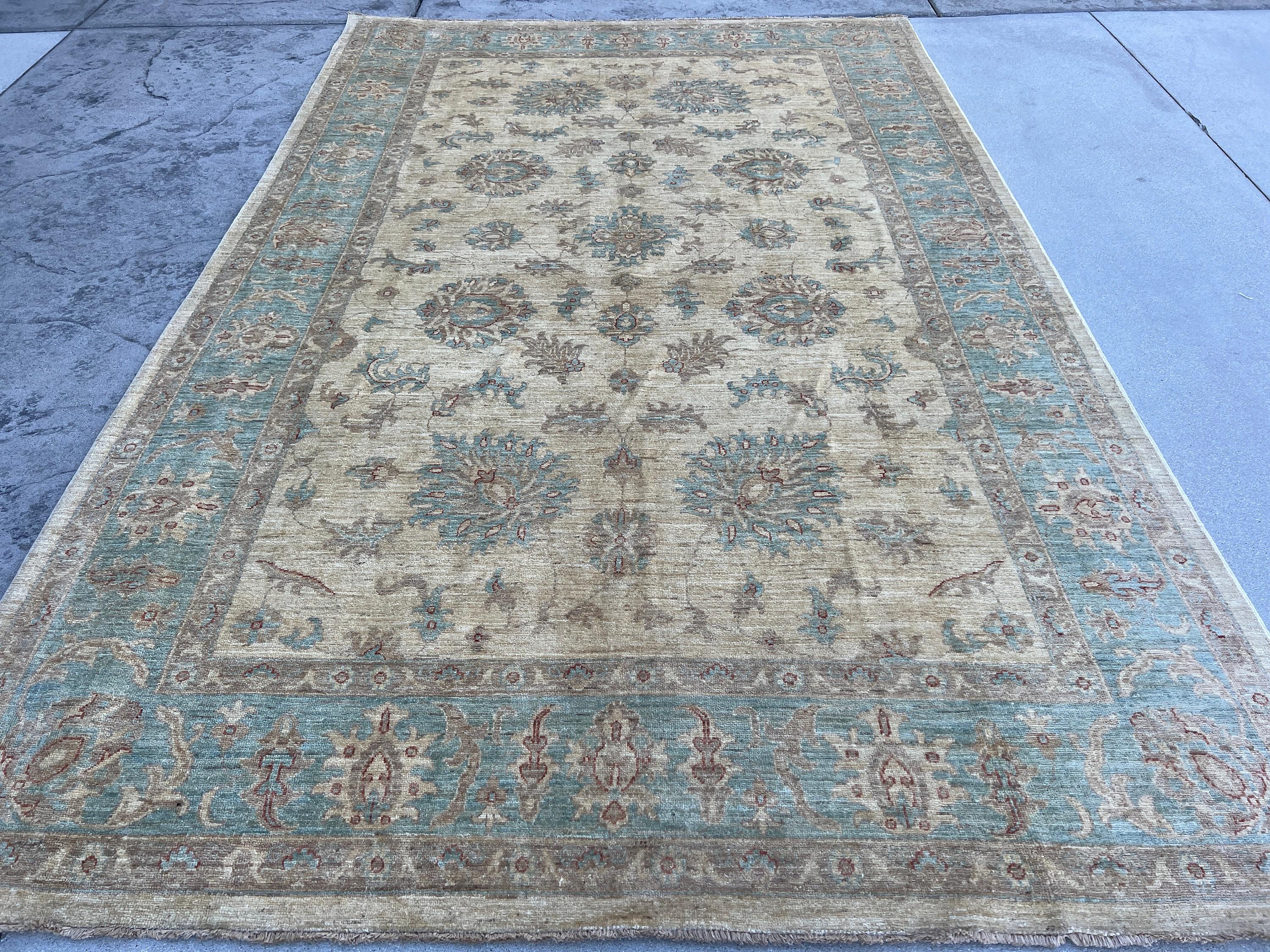 Oushak Hand-Knotted Afghan Rug Premium Hand-Spun Afghan Wool Fair Trade For Sale