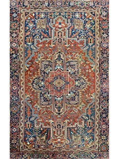 7x11 Hand Knotted Antique Persian Heriz Area Rug 7x11 Hand Knotted Antique Persian Heriz Area Rug