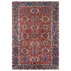 7x11 Hand-Knotted Old Heriz Wool Rug – Geometric Tribal Design