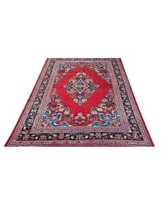 7x11 Hand-Knotted Old Mahal Wool Area Rug with Medallion Design