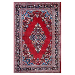 7x11 Hand-Knotted Old Mahal Wool Area Rug with Medallion Design
