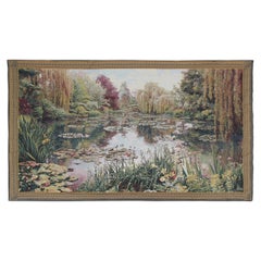7x11 Vintage-Flandern-Wandteppich „Lilien-Teich in Verudre“ nach dem Garten von Claude Monet