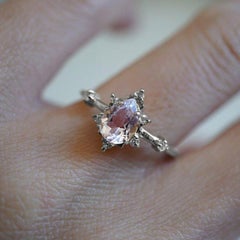 Pink Pear Morganite Diamond White Gold Ring