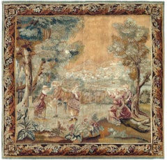 7x7 Antique French Tapestry Wool & Silk Game Square 196cm x 201cm C.C.