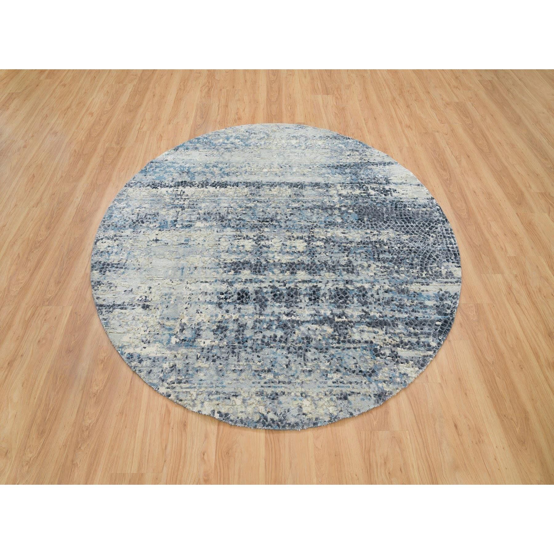This is a truly genuine one-of-a-kind Hand Knotted Modern Abstract with Mosaic Design, Wool and Silk, Oriental Rug. It has been Knotted for months and months in the centuries-old weaving craftsmanship techniques by expert artisans. 
Primary