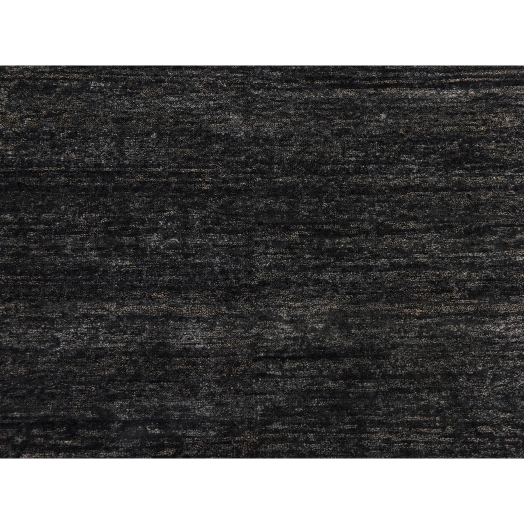 7'x7' Holzkohle Schwarz Moderner Plain Design 100% Seide Handgeknüpfter quadratischer Teppich (Indisch) im Angebot