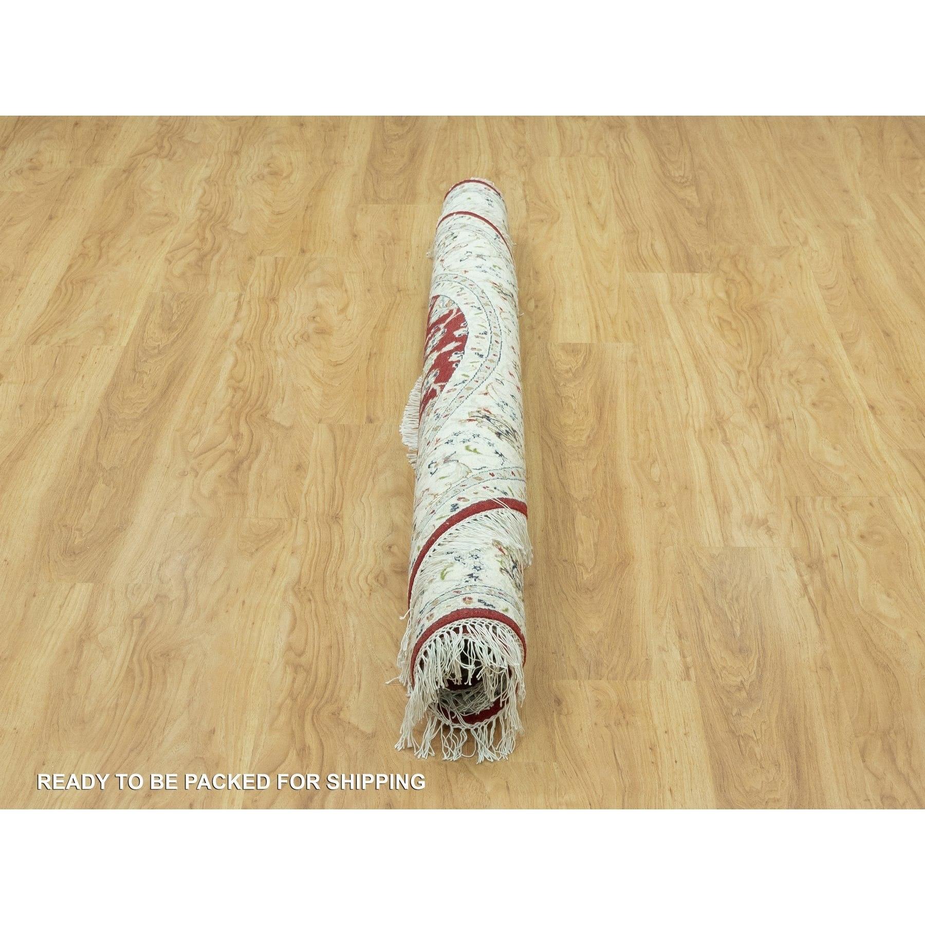 7'x7' Portia Red Hand Knotted Nain 250 KPSI All Wool Oriental Round Rug In New Condition For Sale In Carlstadt, NJ