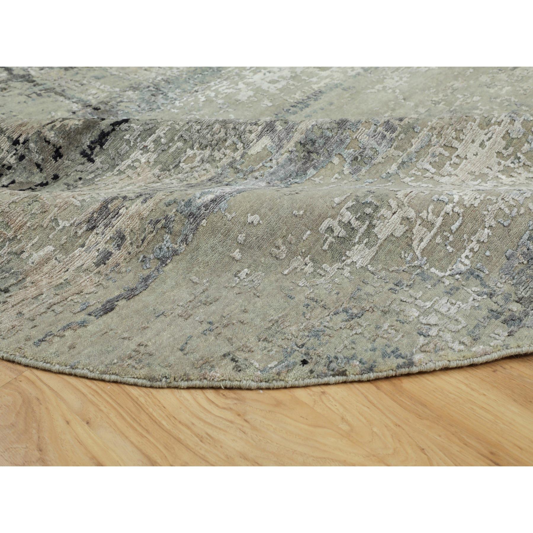 7'x7' Silver Blue Wool & Silk Modern Abstract Design Tappeto annodato a mano In condizioni Nuovo in vendita a Carlstadt, NJ