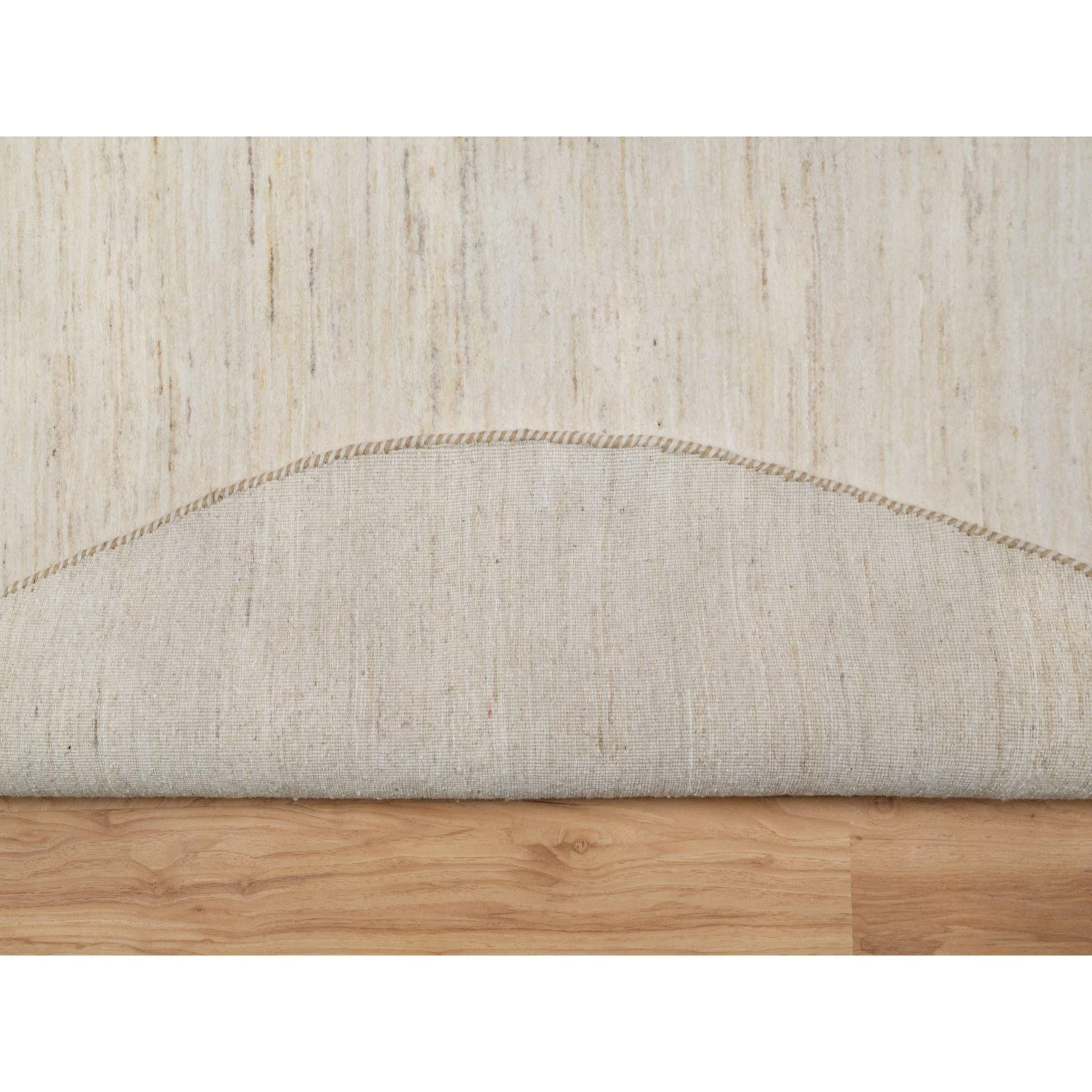 7'x7' Weißer, Lori Buft Gabbeh, moderner, handgeknüpfter runder Teppich aus reiner Wolle, handgeknüpft (Moderne) im Angebot