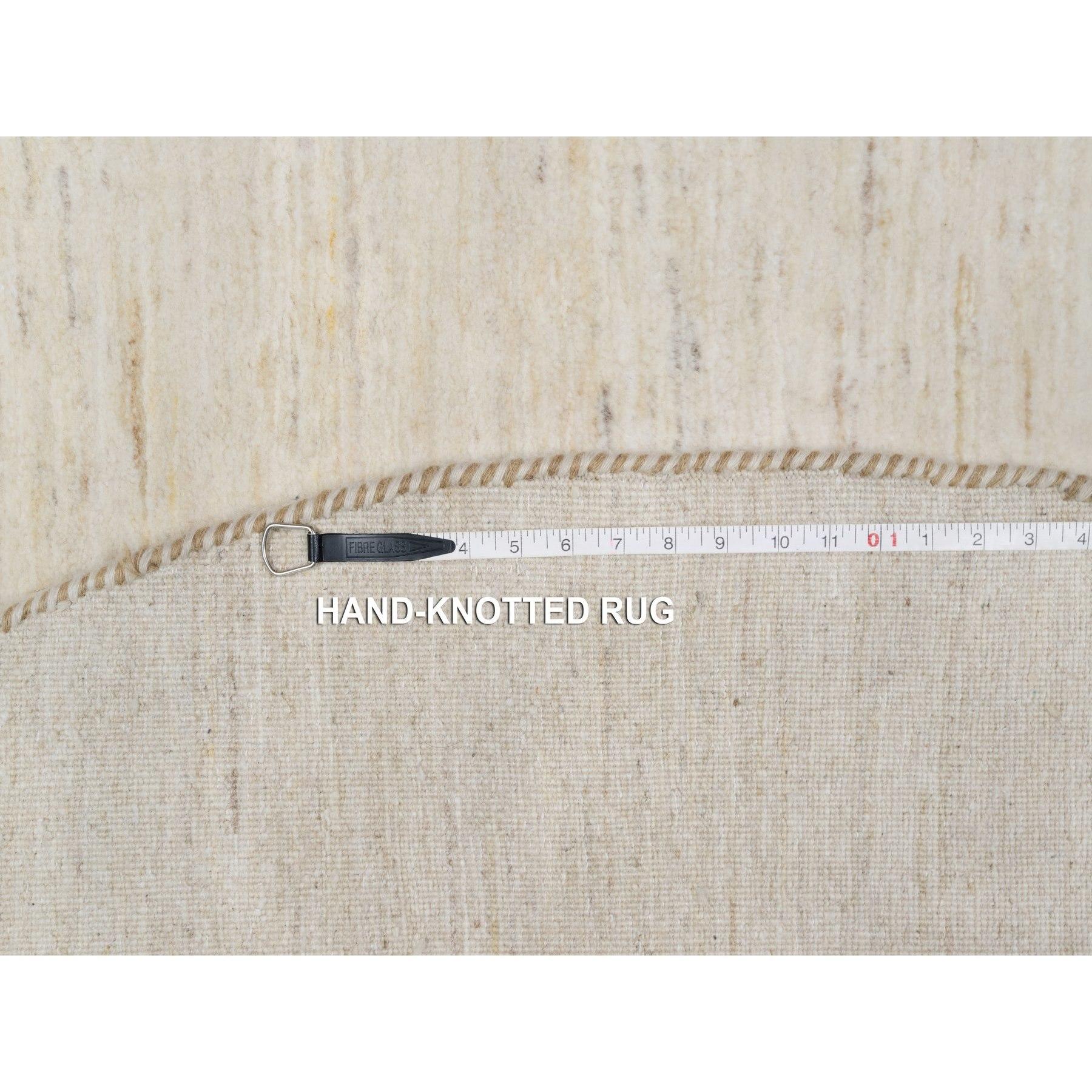 7'x7' Weißer, Lori Buft Gabbeh, moderner, handgeknüpfter runder Teppich aus reiner Wolle, handgeknüpft im Angebot 1