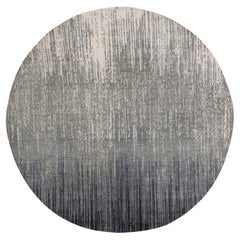 7'x7'2" Gris Noué à la main Design Ombre Moderne Laine Ronde Tapis d'Orient
