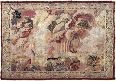7x8 Antique French Tapestry Quality Piece Animals Verdure Exotic Flowers 196x247