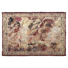 7x8 Antique French Tapestry Quality Piece Animals Verdure Exotic Flowers 196x247