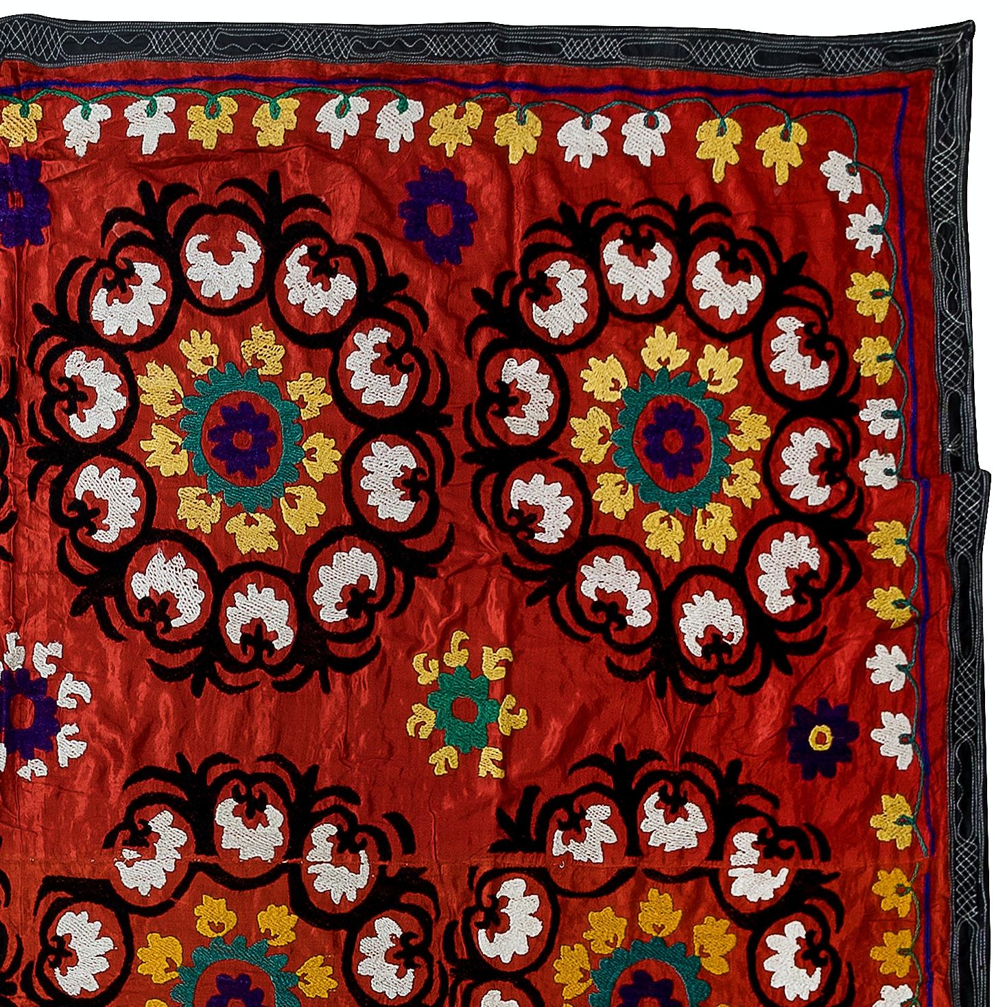 Suzani, a Central Asian term for a specific type of needlework, is also the broader name for the hugely popular decorative pieces of textile that feature this needlework in vivid colors with bold, expressive floral and botanical designs, natural
