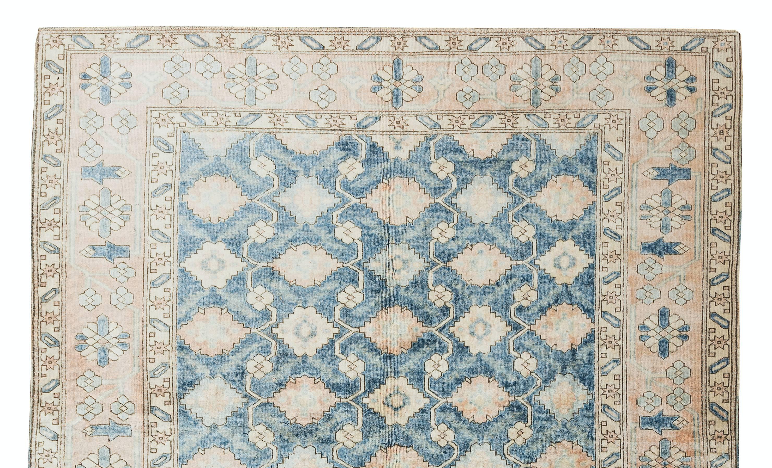 7x8.6 Ft Handgefertigter türkischer Teppich für Heim und Büro, authentischer Vintage-Blumenteppich (Türkisch) im Angebot