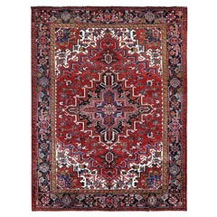7'x9' Ajax Red Vintage Persian Heriz Hand Knotted Pure Wool Oriental Rug