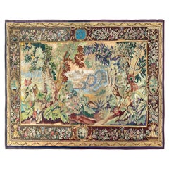 7X9 Art Nouveau Aubusson Tapestry 208x257cm Verdure Landscape Wall Hanging
