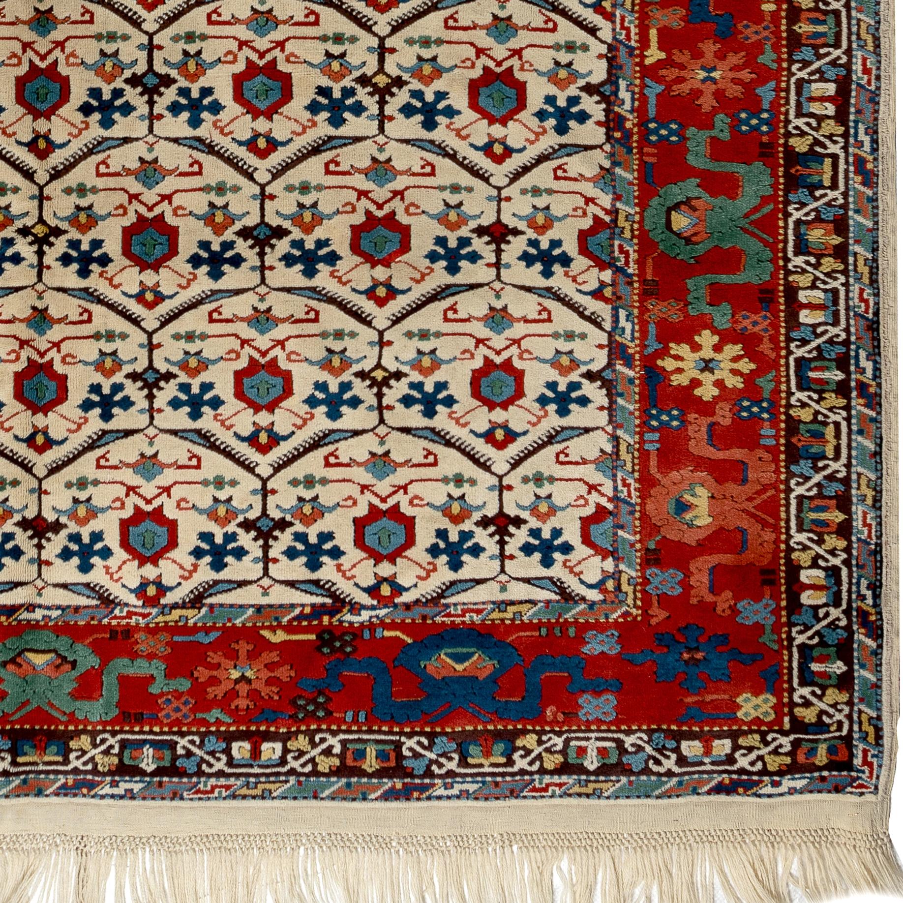 Hand-Knotted 7x9 ft Fine Handmade Turkish Area Rug, 100% Natural Dyed Wool For Sale