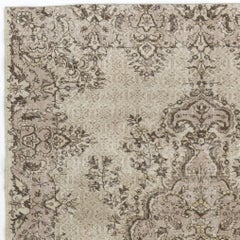 7x9 Ft Mid-Century Handgefertigter Anatolischer Oushak Teppich. Antiker gewaschener Wollteppich