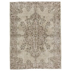 7x9 Ft Mid-Century Handgefertigter Anatolischer Oushak Teppich. Antiker gewaschener Wollteppich