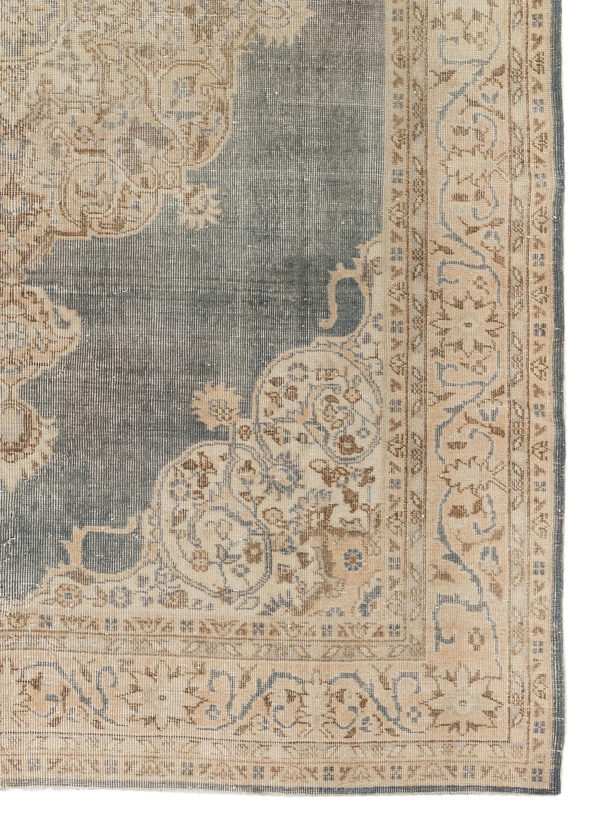 20th Century 7x9 Ft Vintage Handmade Turkish Oushak Wool Area Rug with Medallion Design