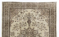 7x9 Ft Vintage Handmade Anatolian Area Rug in Beige. Great for Office and Home