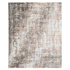 7x9 Gray Hand-Knotted Wool Faded Distressed Texture Abstract Modern Carpet Rug