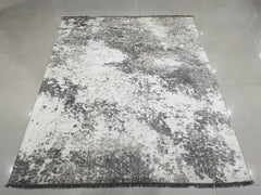 7x9 Ivory Hand-Knotted Wool Abstracted Cloudscapeist Design Carpet Rug