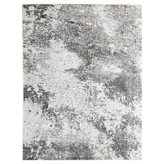 7x9 Ivory Hand-Knotted Wool Abstracted Cloudscapeist Design Carpet Rug