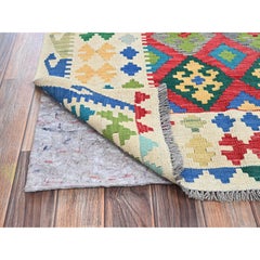 7'x9'10" Lychee Red Hand Woven Afghan Kilim Flat Weave Pure Wool Tapis d'Orient