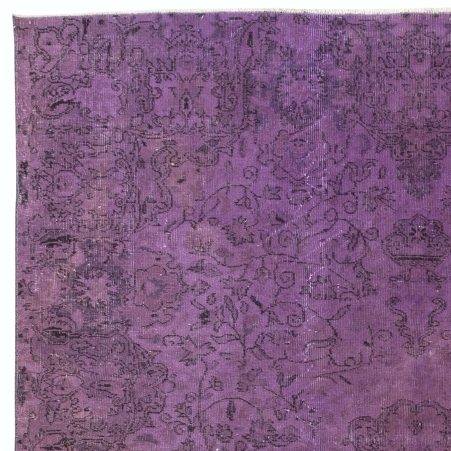 Turco Tappeto da pavimento Modern Color viola fatto a mano 7x9.4 Ft, Tappeto turco fatto a mano in vendita