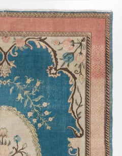 Tappeto decorativo 7x9.5 Ft annodato a mano. Tappeto in lana vintage dal design europeo